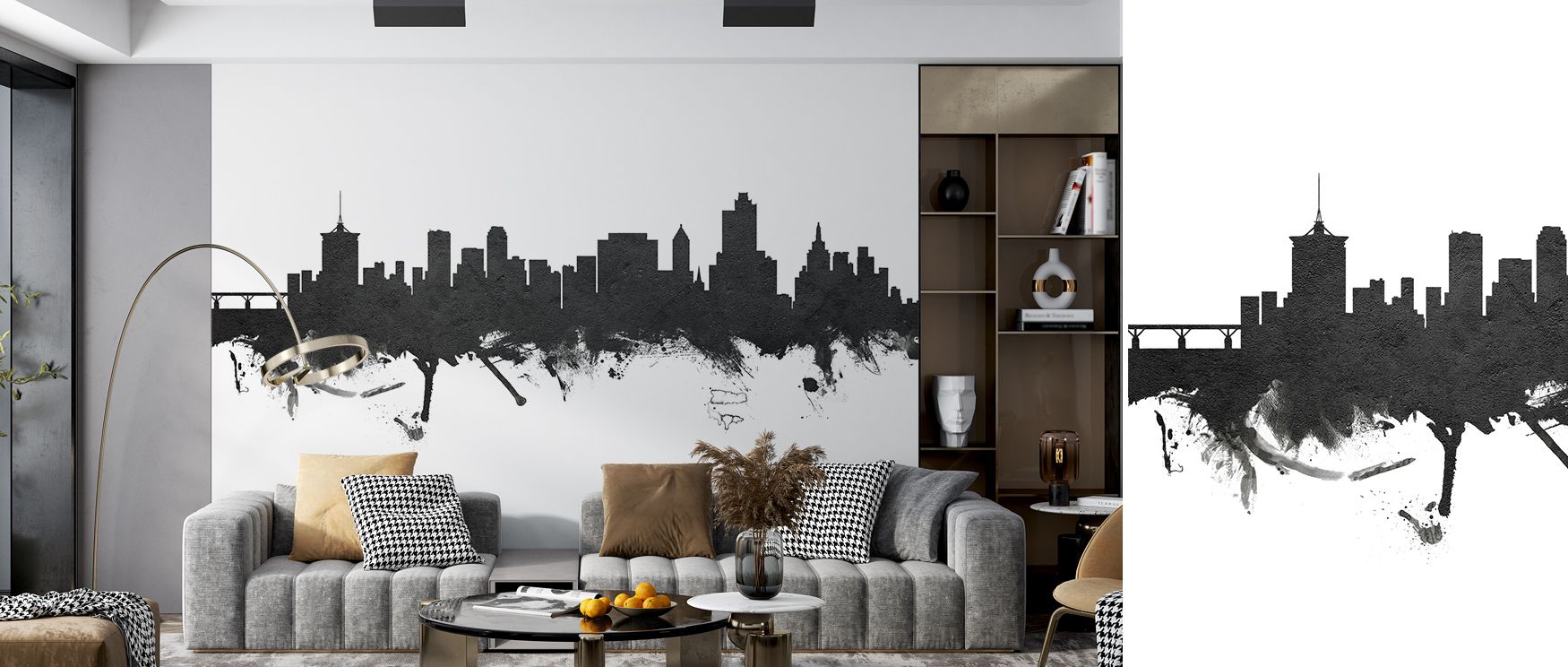 A quiet sense of heritage resonates from the Tulsa Oklahoma Skyline Black & White Wallpaper, where contrasts tell a story of history. Buildings emerge in bold silhouettes, etched against pale tones that echo strength and endurance. This timeless atmospher