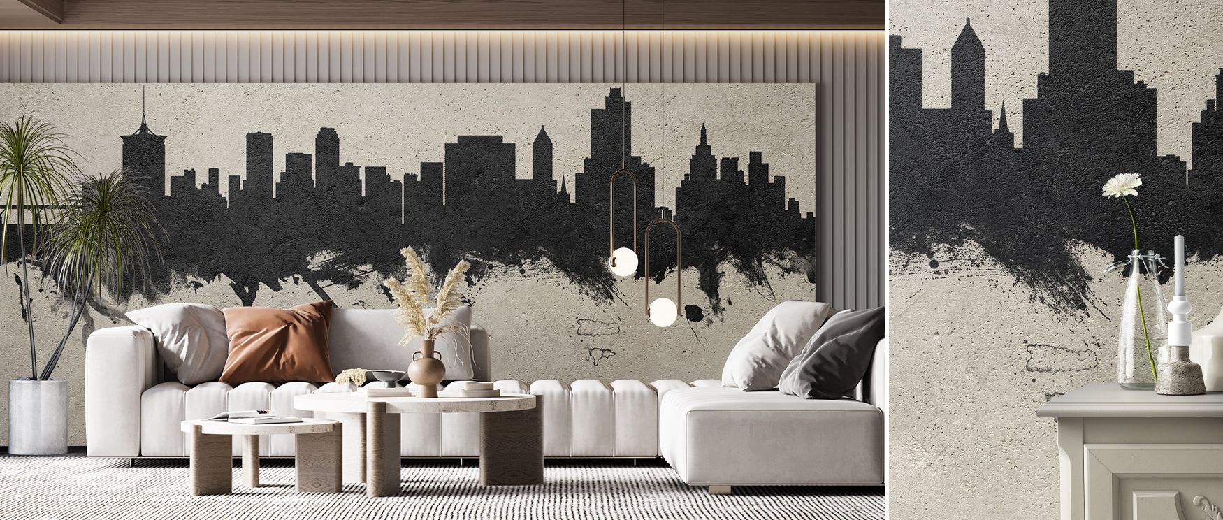 The Tulsa Oklahoma Skyline Concrete Wallpaper conveys atmosphere through layers of gray, where buildings emerge as bold yet subtle presences. Its concrete tones add structure while maintaining sophistication. Shadows suggest movement, balancing strength w
