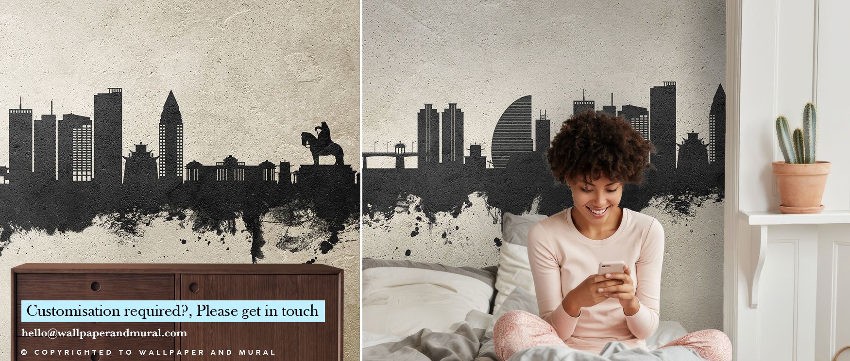 Minimalist yet captivating, the Ulaanbaatar Mongolia Skyline in Concrete Wallpaper stretches a panoramic composition across walls, with grey tones grounding the skyline in enduring strength. The design celebrates architectural silhouettes, drawing attenti