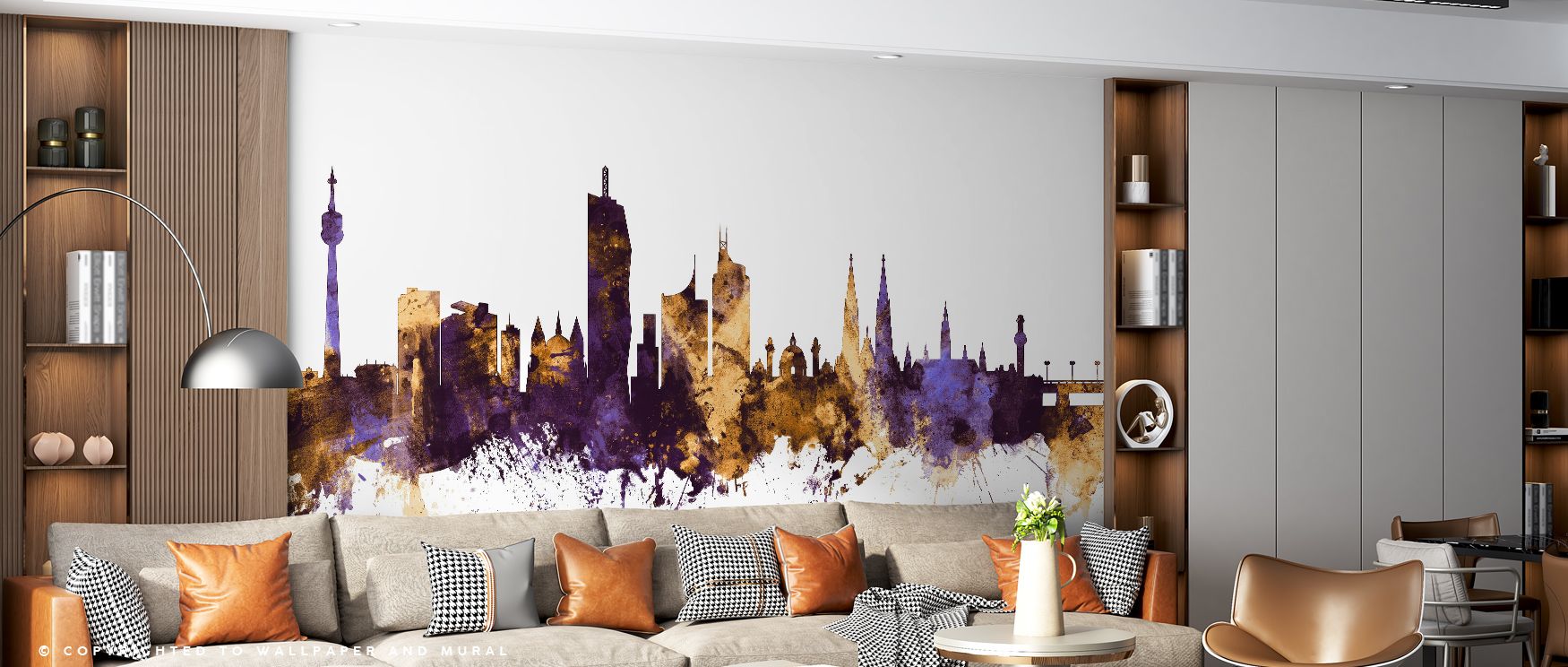 Radiant narrative flows from the Vienna Austria Skyline with Purple & Gold Highlights Wallpaper, where tones shimmer with cultural pride. Its palette enriches interiors with atmosphere of refinement. Bedrooms, offices, or living spaces are transformed int