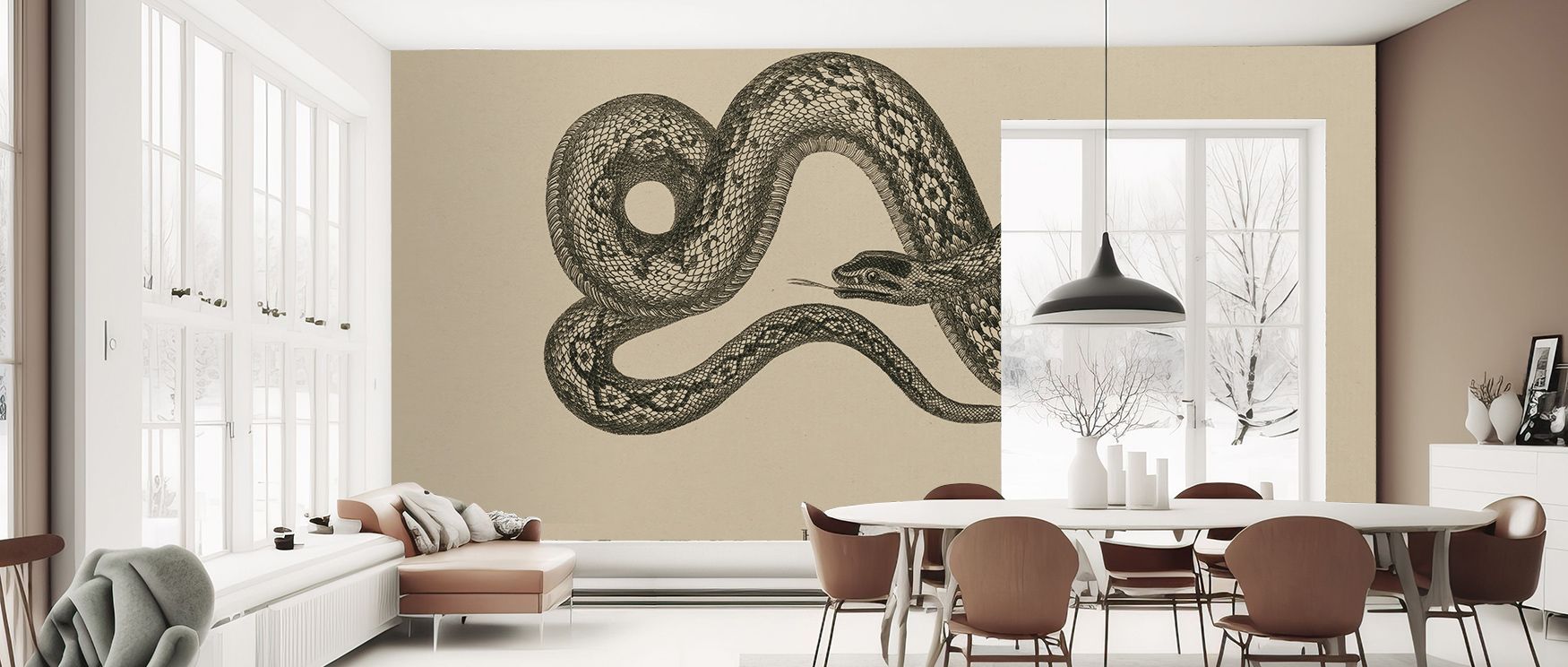 The Vintage Boa Constrictor Exotic Wall Art illustrates the intricate patterns and curves of the snake in a way that exudes exotic sophistication and natural grace. Its earthy color palette enriches living rooms, bedrooms, or offices, providing a warm and