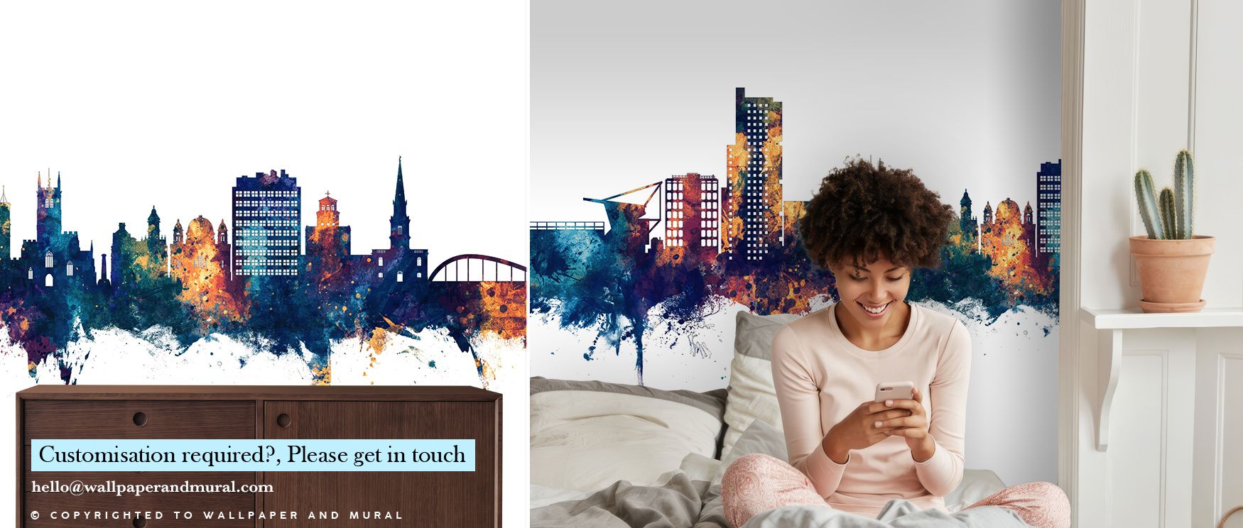 Urban grace flows in the Wolverhampton England Skyline with Blue & Bronze Highlights Wallpaper, where shimmering lines convey charm. Its tones enrich interiors with atmosphere of refinement. Bedrooms, offices, or living spaces glow with resonance, filled 