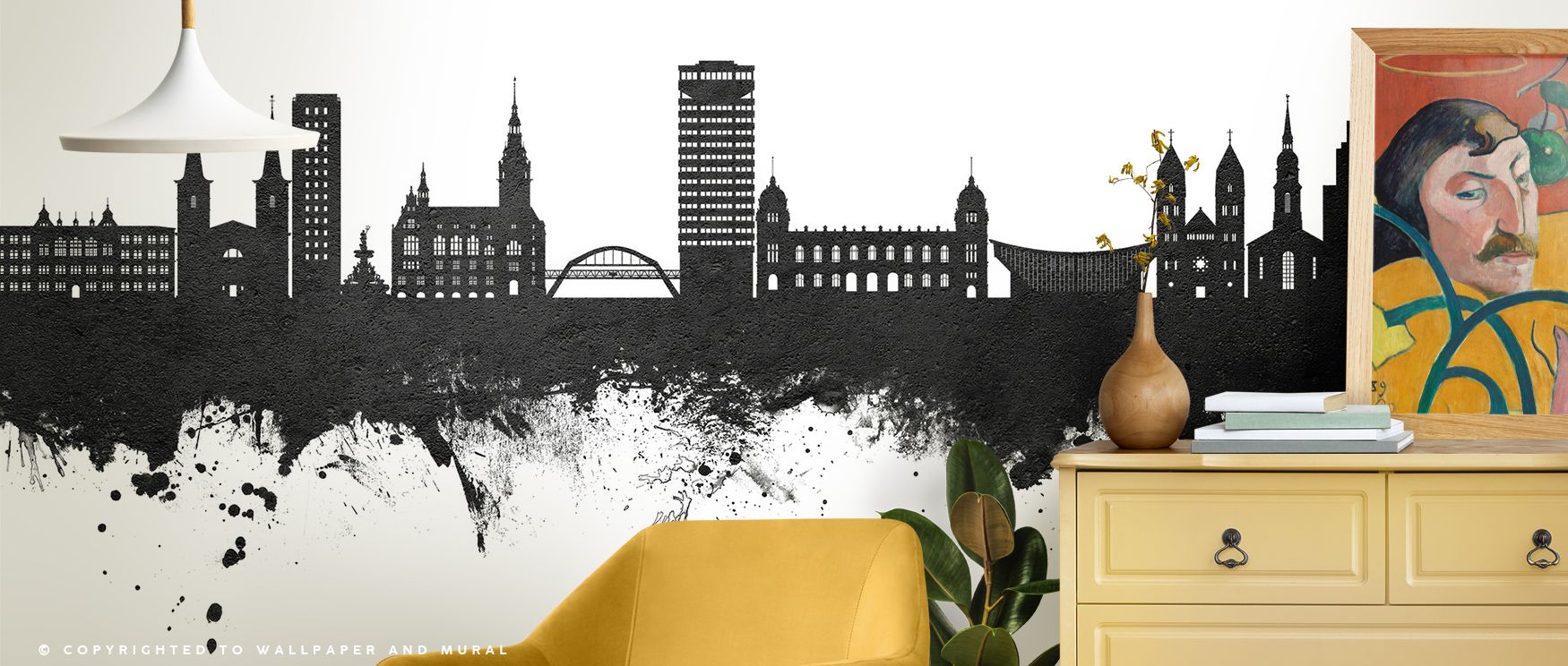 The Wuppertal Germany Skyline in Black & White Wallpaper conveys elegance, where architectural tones radiate poise. Its design creates atmosphere filled with heritage. Bedrooms, living rooms, or offices glow with refinement, filled with timeless artistry 