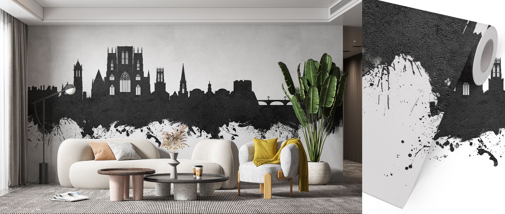 Historic resonance shines in the York England Skyline in Black & White Wallpaper, where black and white tones enrich heritage. Its composition creates atmosphere alive with sophistication. Bedrooms, offices, or living spaces glow with refinement, filled w