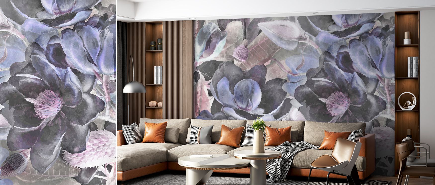 Rendered with attention to detail, the Dark Floral with Purple Accent Wall Mural brings dramatic floral elegance to living rooms, bedrooms, or dining areas. Each petal and tonal variation enhances depth, movement, and artistic refinement, elevating interi