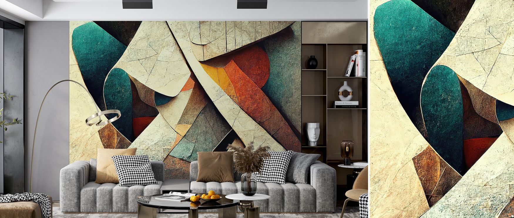 The Abstract Textures Wall Mural introduces layered abstract shapes, textures, and gradients to living rooms, offices, or bedrooms, creating visually engaging depth and contemporary sophistication. The interplay of form, pattern, and tone transforms walls