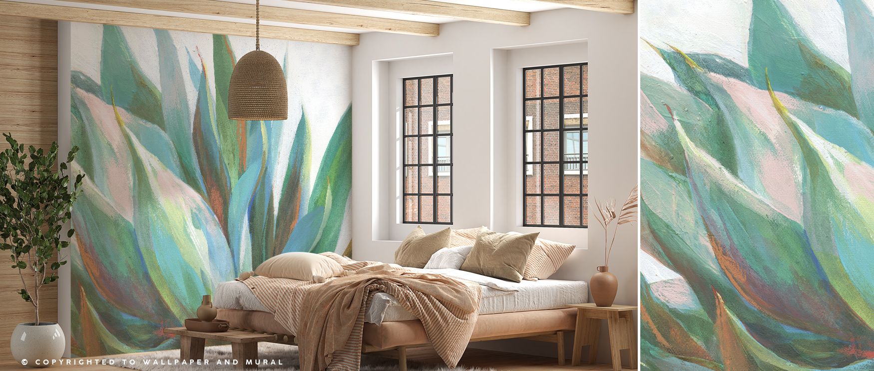 Agave Aspiration Wall Mural depicts layered agave leaves with sculptural precision, enriching living rooms, bedrooms, or offices with serene botanical elegance. The subtle textures and tonal gradations create depth and movement, allowing walls to convey n