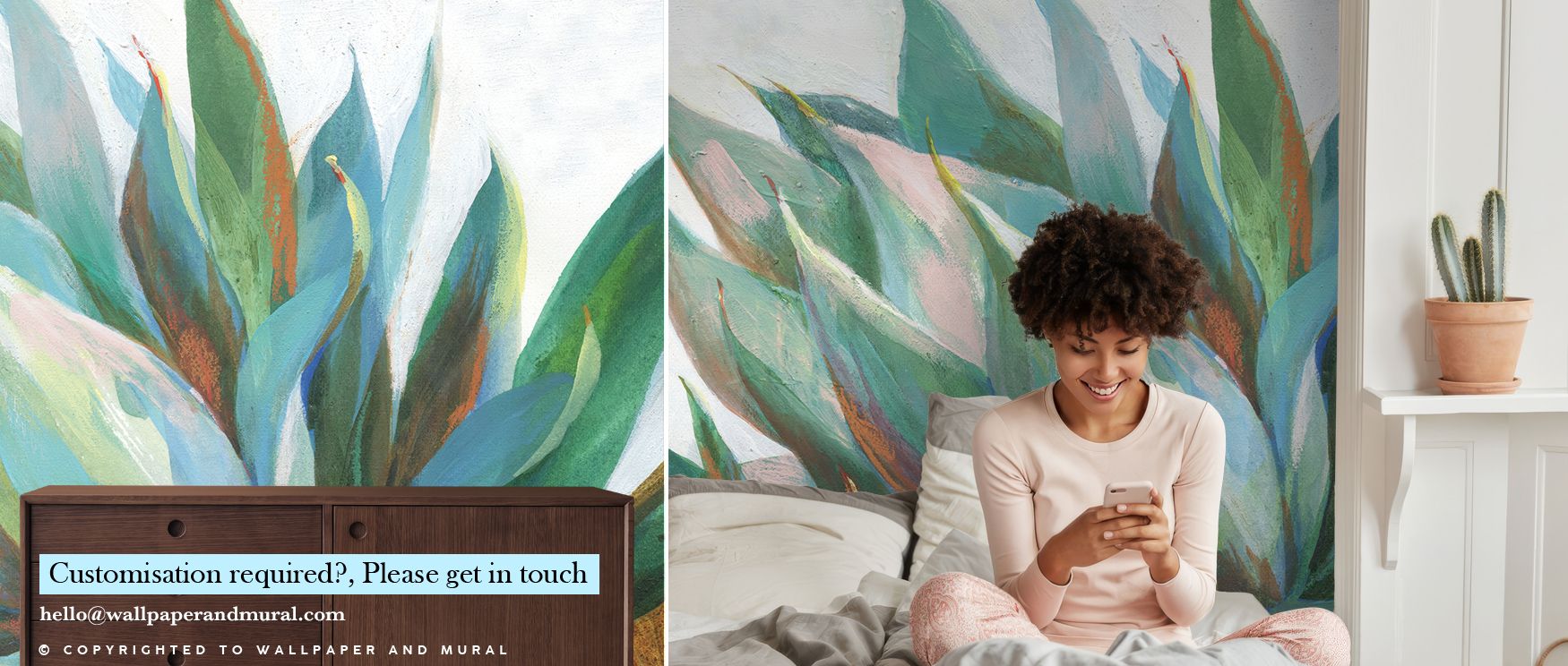 The flowing leaves and detailed textures in the Agave Aspiration Wall Mural enhance living rooms, bedrooms, or offices with tranquility and harmony. The mural’s natural palette integrates effortlessly into diverse interiors, providing a focal point that i