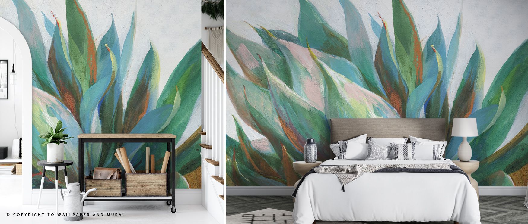 The Agave Aspiration Wall Mural highlights the organic elegance of agave leaves through subtle shading and layered textures, bringing depth and refinement into living rooms, bedrooms, or offices. The composition fosters a peaceful connection to nature whi