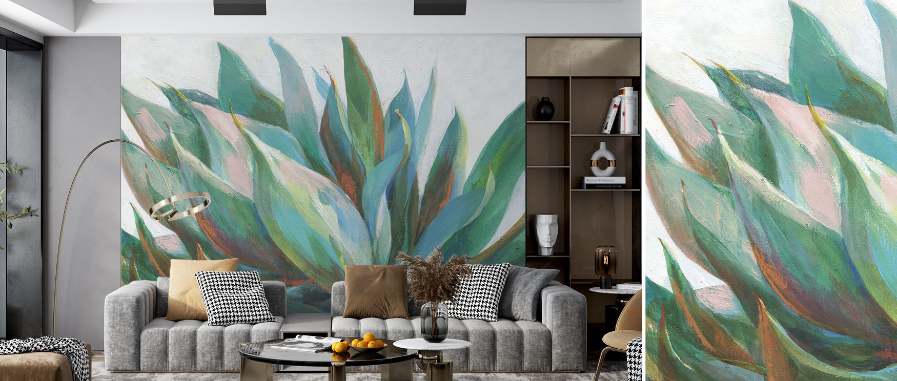 The Agave Aspiration Wall Mural blends organic form and modern refinement to bring living rooms, bedrooms, or offices into harmony with nature. The sculptural quality of the agave leaves conveys calm and elegance, offering a sophisticated natural focal po