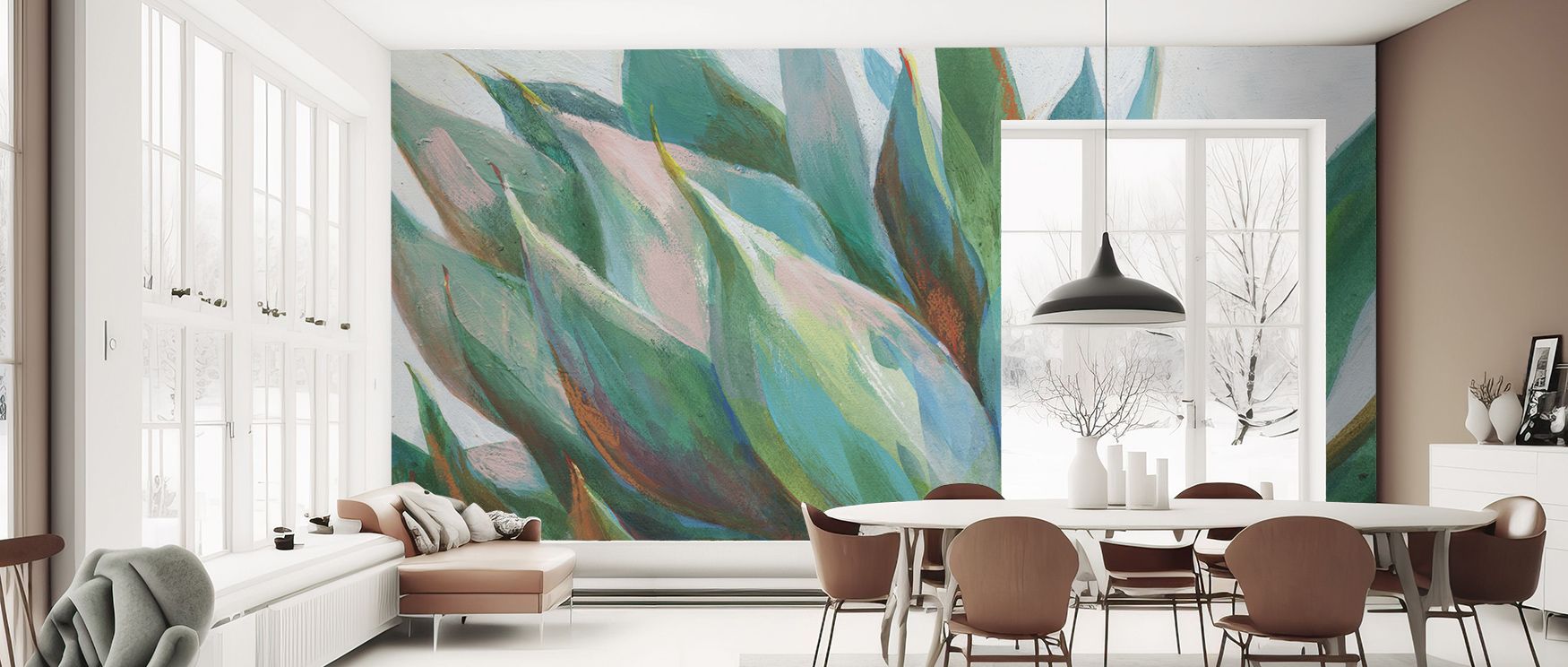 The subtle textures and refined details in the Agave Aspiration Wall Mural enrich living rooms, bedrooms, or offices with botanical artistry. The mural captures the essence of nature, balancing freshness with elegance to provide timeless visual interest. 