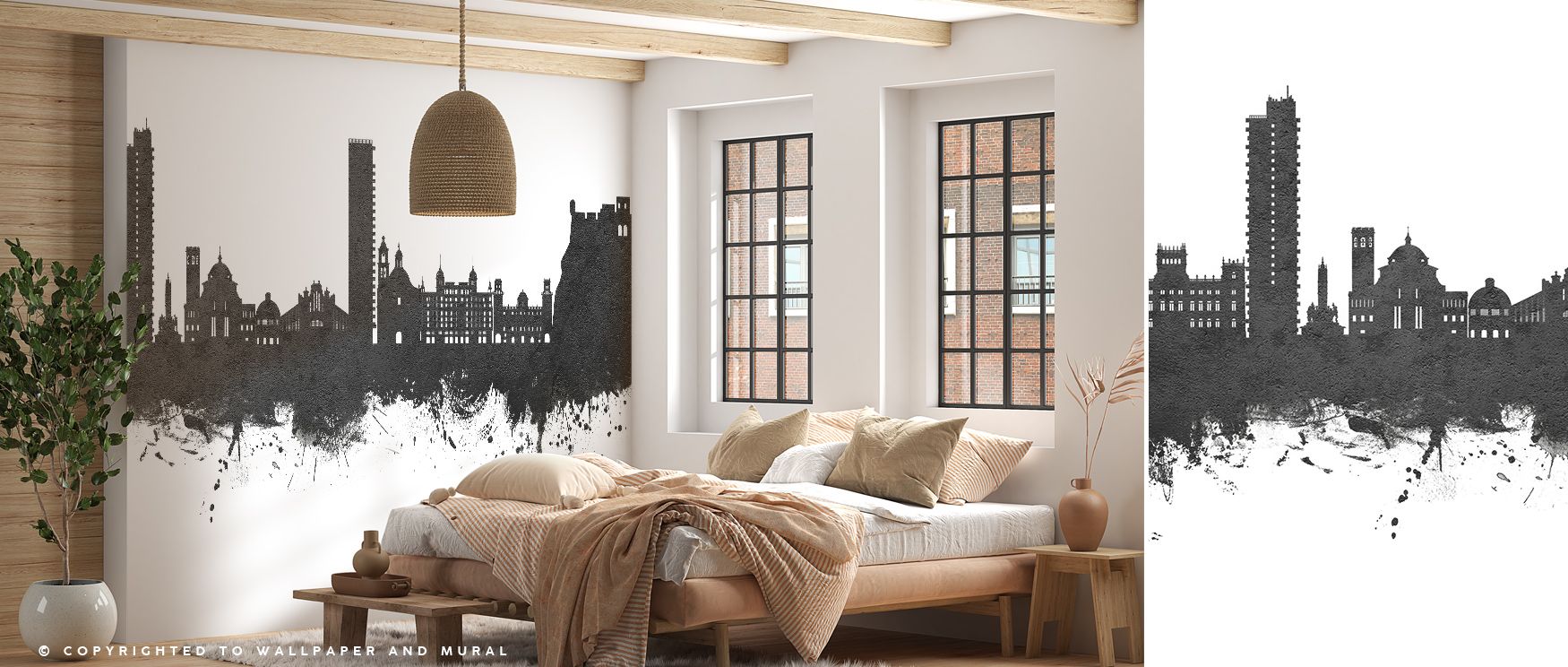 Alicante Spain Skyline Wall Mural depicts the city’s skyline in refined black and white, enriching living rooms, bedrooms, or offices with timeless sophistication. The monochromatic palette emphasizes detail, depth, and balance, transforming walls into st
