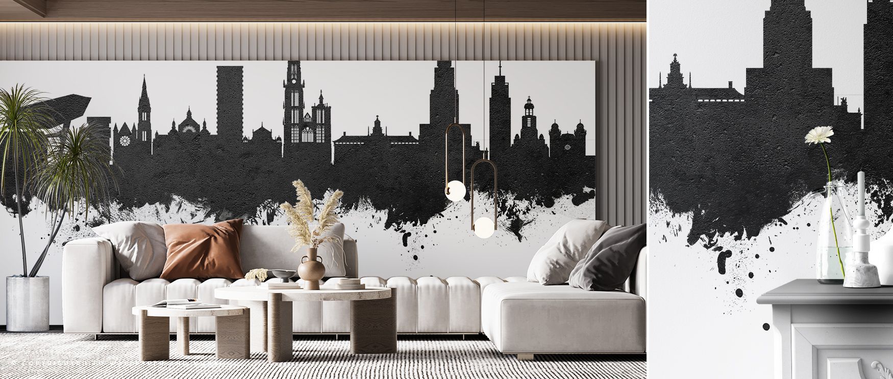 Rendered with precision, the Antwerp Belgium Skyline Wallpaper captures urban identity in black and white, offering living rooms, bedrooms, or offices an elegant and polished visual presence. The design conveys cultural refinement and timeless artistry. 