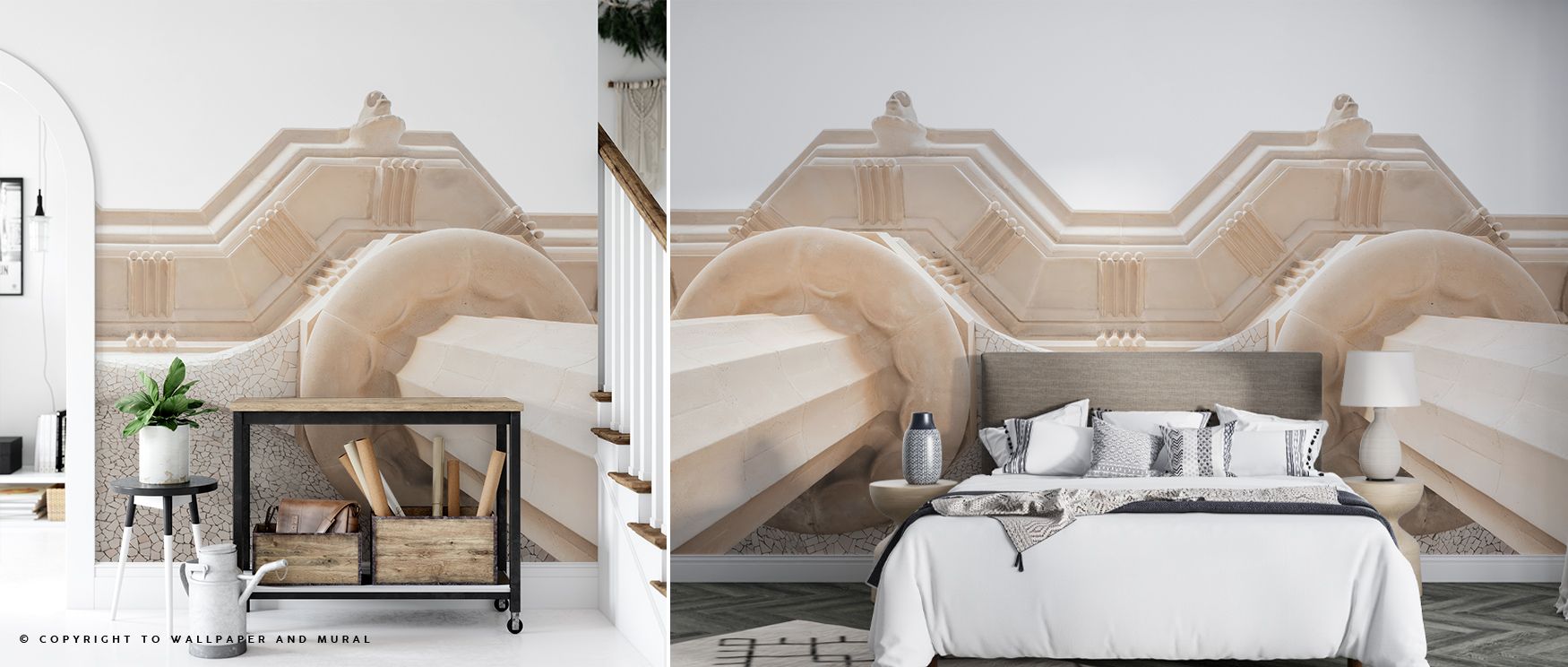 Minimalist energy thrives in the Arch Angles II Wallpaper, where silver tones highlight intersecting arcs and angular forms. Its rhythmic composition enriches living rooms, bedrooms, or offices, offering both modern boldness and calm sophistication within