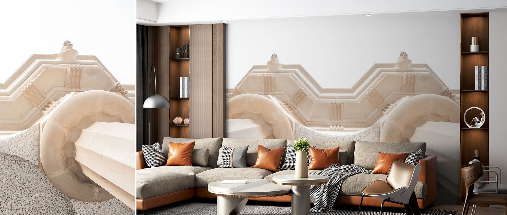 Angles and arcs merge beautifully in the Arch Angles II Wallpaper, creating bold yet balanced visual patterns. The silver palette enriches living rooms, bedrooms, or offices with sleek sophistication, transforming spaces into refined showcases of modern d