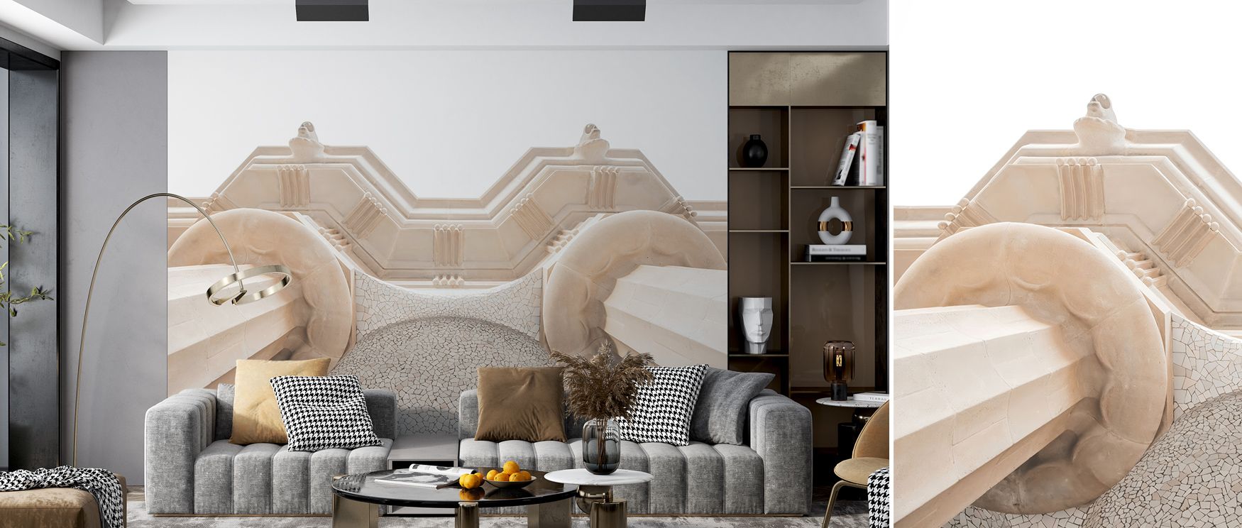 Contemporary boldness meets serene refinement in the Arch Angles II Wallpaper. Its angular forms intersect with smooth arcs, crafting stylish harmony. Perfect for living rooms, bedrooms, or offices, it enriches interiors with timeless elegance and modern 