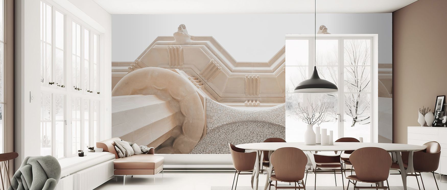The Arch Angles II Wallpaper balances strong geometry with graceful arcs, glowing in subtle silver tones. Its clean composition enriches living rooms, bedrooms, or offices with modern artistry, creating spaces of balance, refinement, and stylish clarity. 