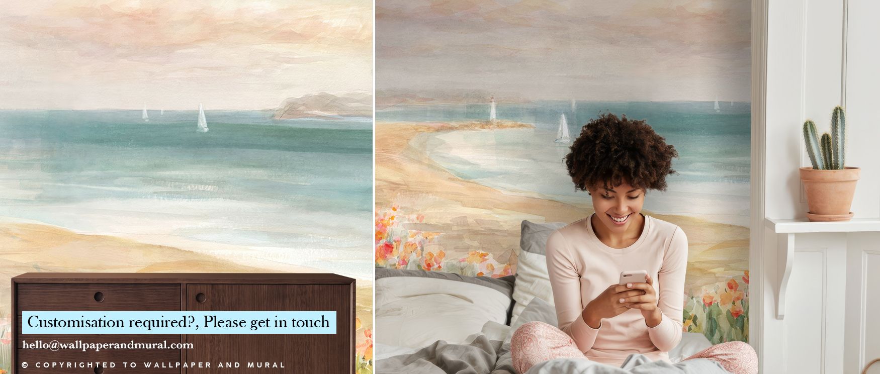 The Around the Point Wallpaper captures coastal serenity with soft hues reflecting water, land, and sky. Its design transforms living rooms, bedrooms, or offices into restful spaces, enriching interiors with natural calm, refined charm, and soothing seasi
