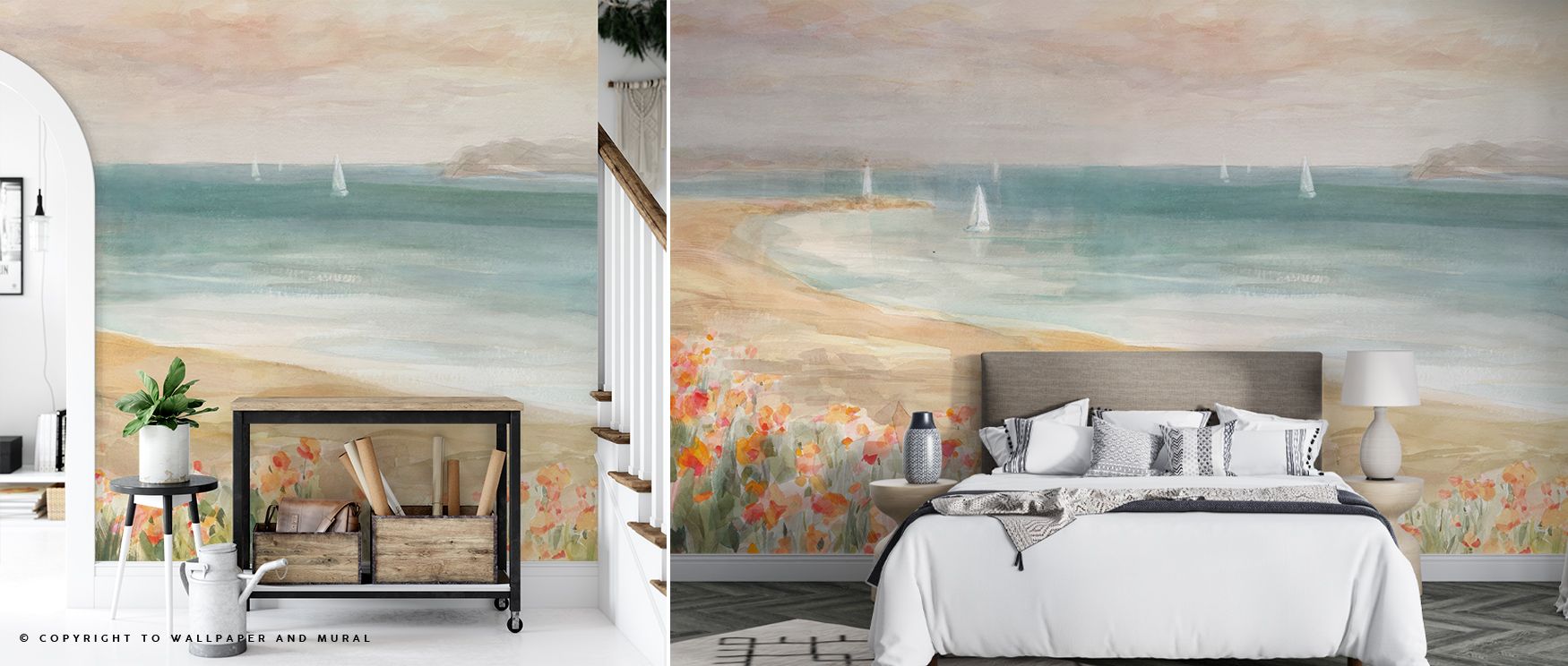 Ocean-inspired artistry emerges in the Around the Point Wallpaper, where gentle tones mirror the meeting of shore and horizon. This design enriches living rooms, bedrooms, or offices with tranquil beauty, creating spaces filled with balance, reflection, a