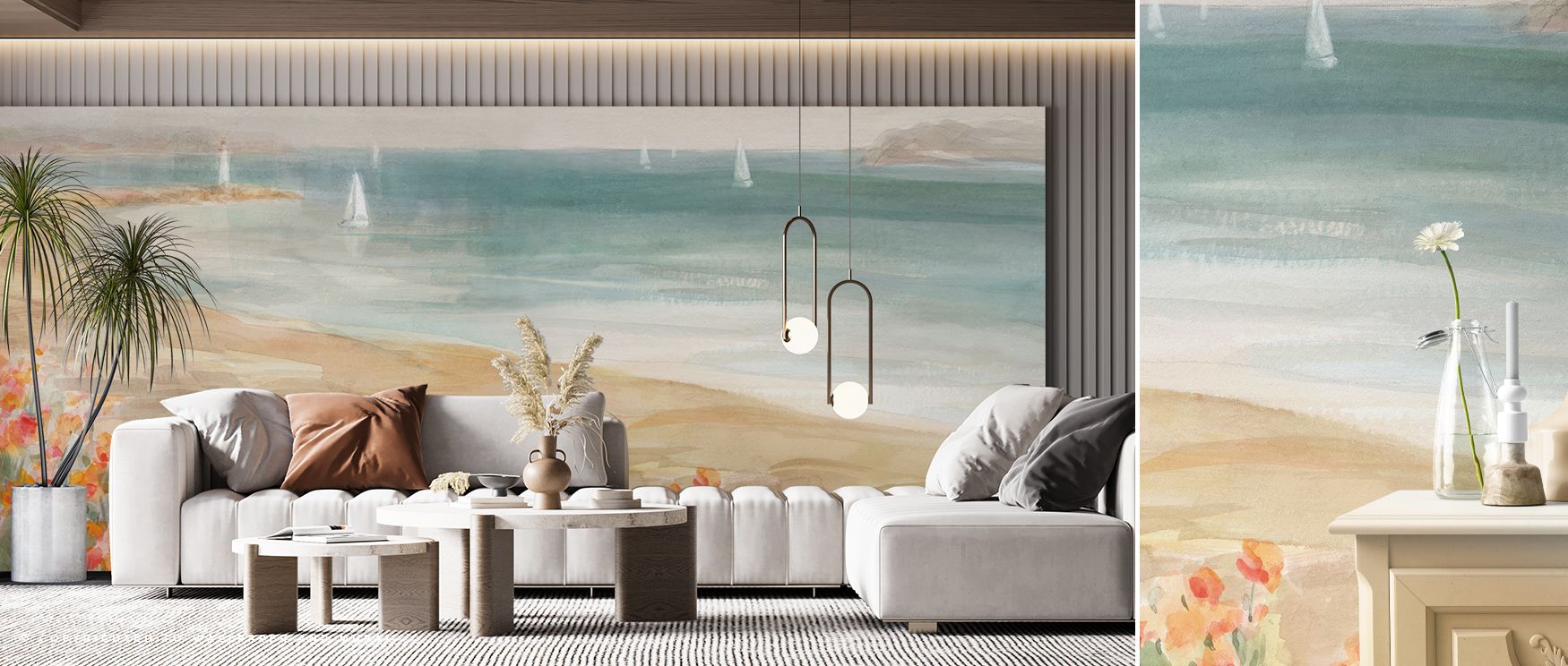 The Around the Point Wallpaper radiates seaside calm, blending distant horizons with serene waters. Perfect for living rooms, bedrooms, or offices, its design offers natural charm and refined tranquility, making walls glow with peaceful coastal elegance. 