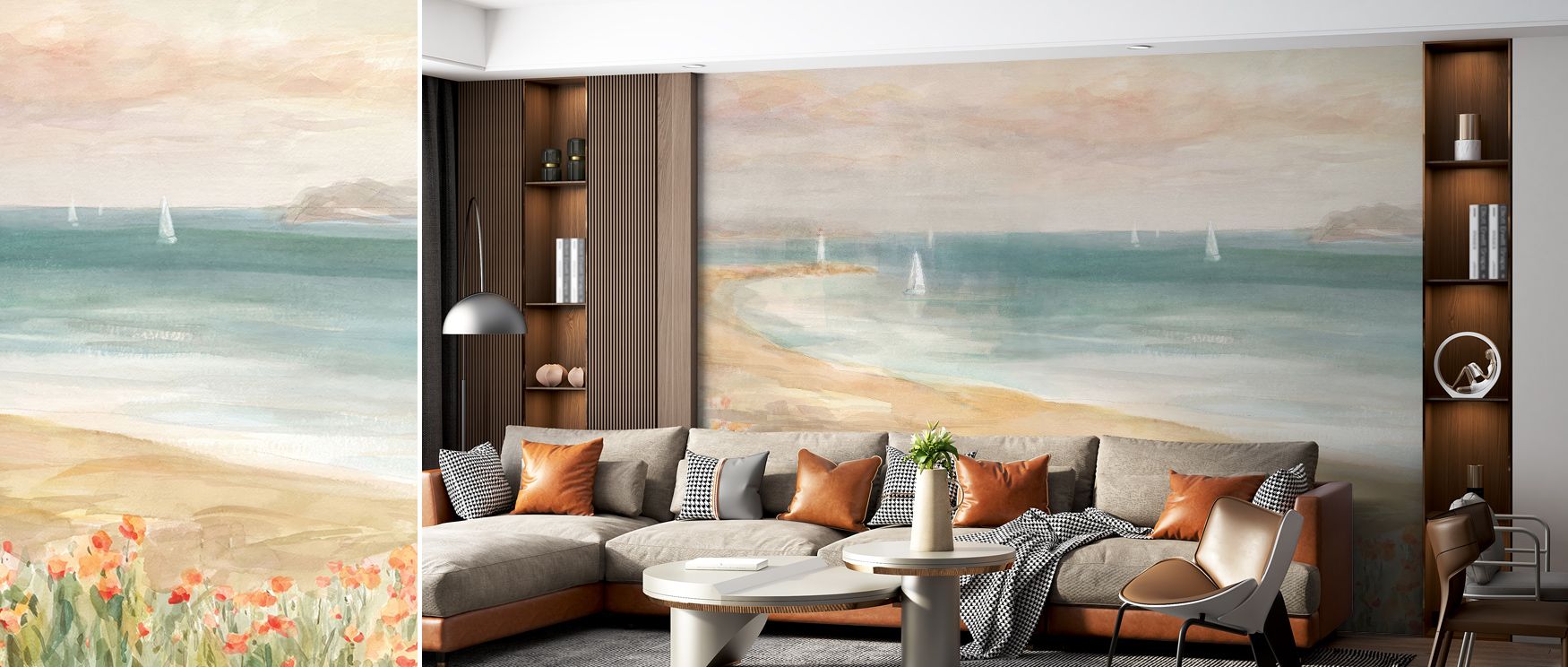 A timeless seascape appears in the Around the Point Wallpaper, where soft tones reflect the still beauty of coastal points. It enriches living rooms, bedrooms, or offices with soothing calm, natural balance, and graceful artistry rooted in seaside inspira