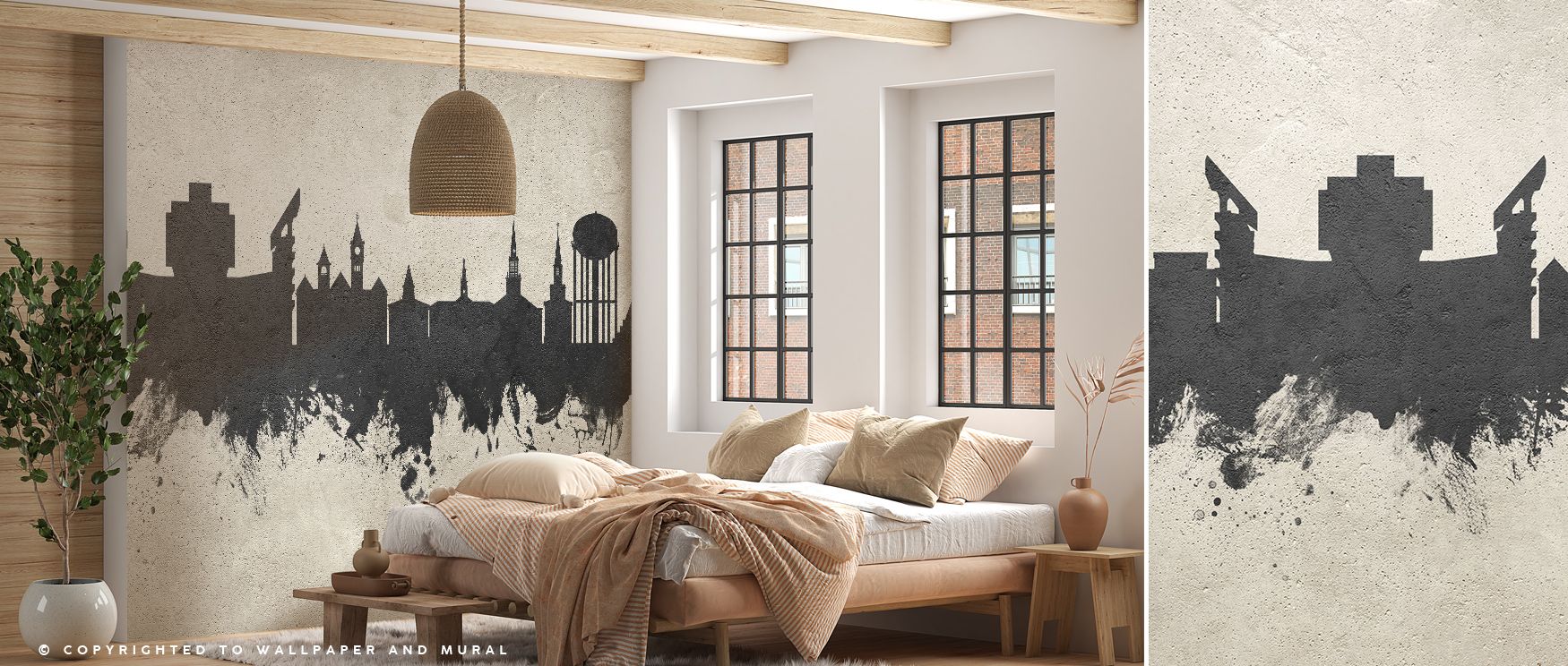 Auburn Alabama Skyline Concrete Wallpaper embodies urban refinement, where industrial textures highlight Auburn’s skyline. Its concrete tones enrich living rooms, bedrooms, or offices with strength, elegance, and minimalist beauty. 