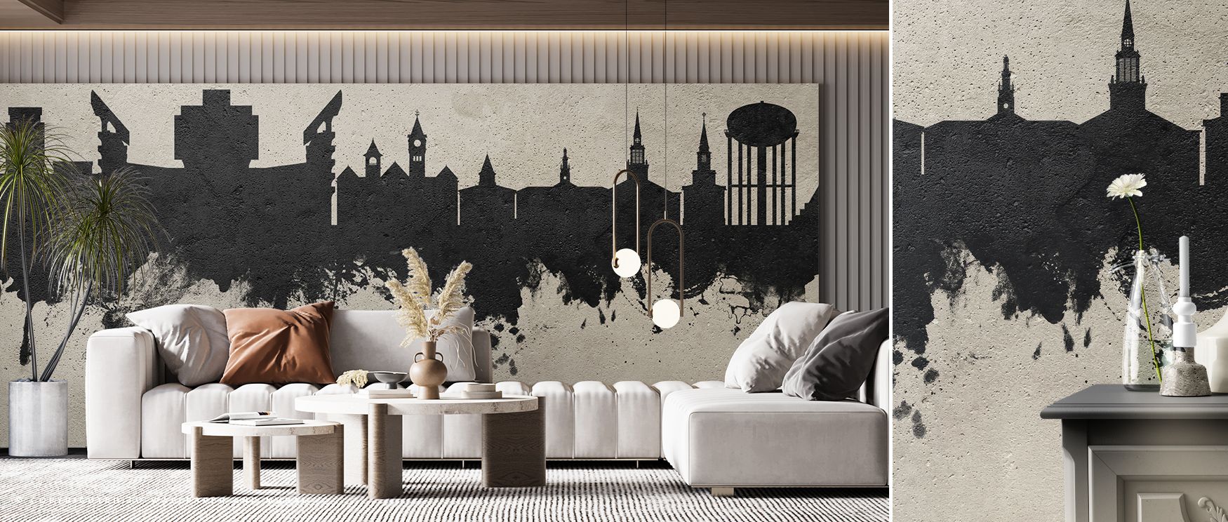 Industrial refinement defines the Auburn Alabama Skyline Concrete Wallpaper, where strong textures enhance Auburn’s skyline. Its tones enrich living rooms, bedrooms, or offices with elegance, sophistication, and bold modern presence. 
