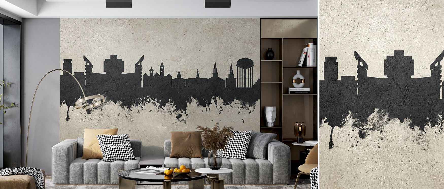 The Auburn Alabama Skyline Concrete Wallpaper captures timeless sophistication through concrete textures and urban design. It enriches living rooms, bedrooms, or offices with clarity, balance, and industrial-inspired charm. 