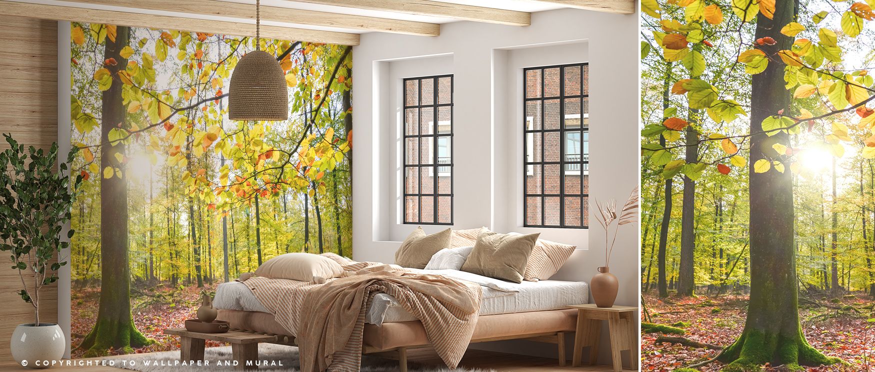 Autumn Sun Wallpaper radiates golden warmth, where amber hues enrich interiors with light and charm. Perfect for living rooms, bedrooms, or offices, it captures autumn’s glow with elegance, creating inviting and balanced seasonal spaces that reflect the c