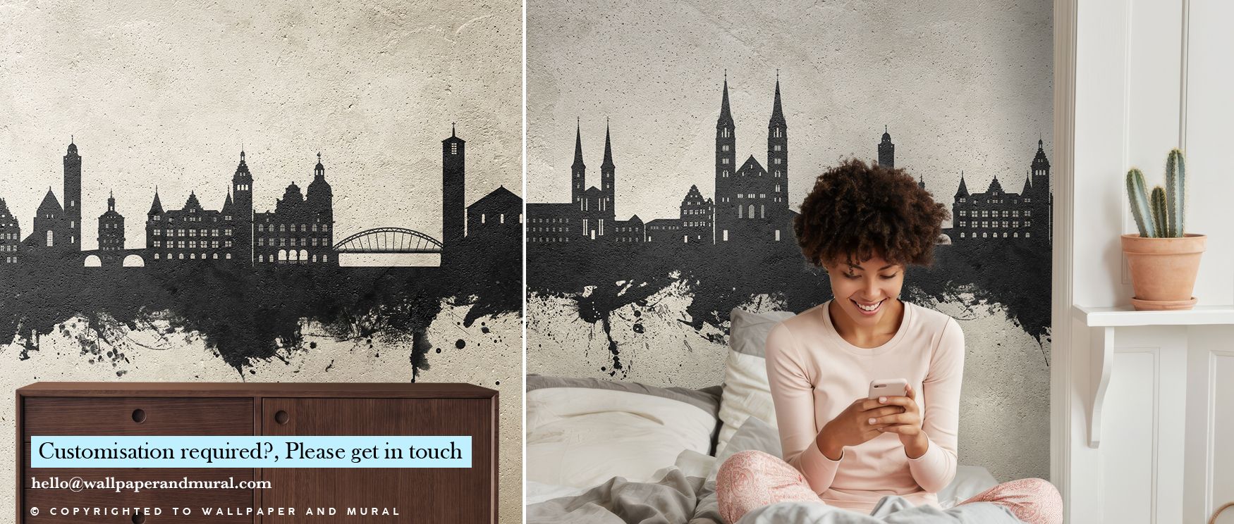Refined artistry thrives in the Bamberg Germany Skyline Concrete Wallpaper, layering silhouettes with strength and harmony. Its tones enrich living rooms, bedrooms, or offices with charm, sophistication, and cultural pride, reflecting the perfect blend of