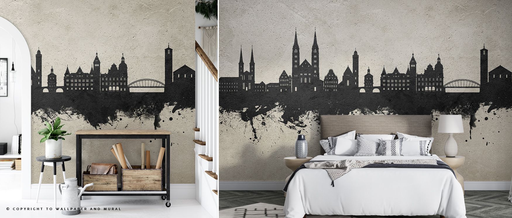 Cultural strength radiates from the Bamberg Germany Skyline Concrete Wallpaper, where textured silhouettes add depth and artistry. It enriches living rooms, bedrooms, or offices with refinement, balance, and elegance, creating timeless interiors rooted in