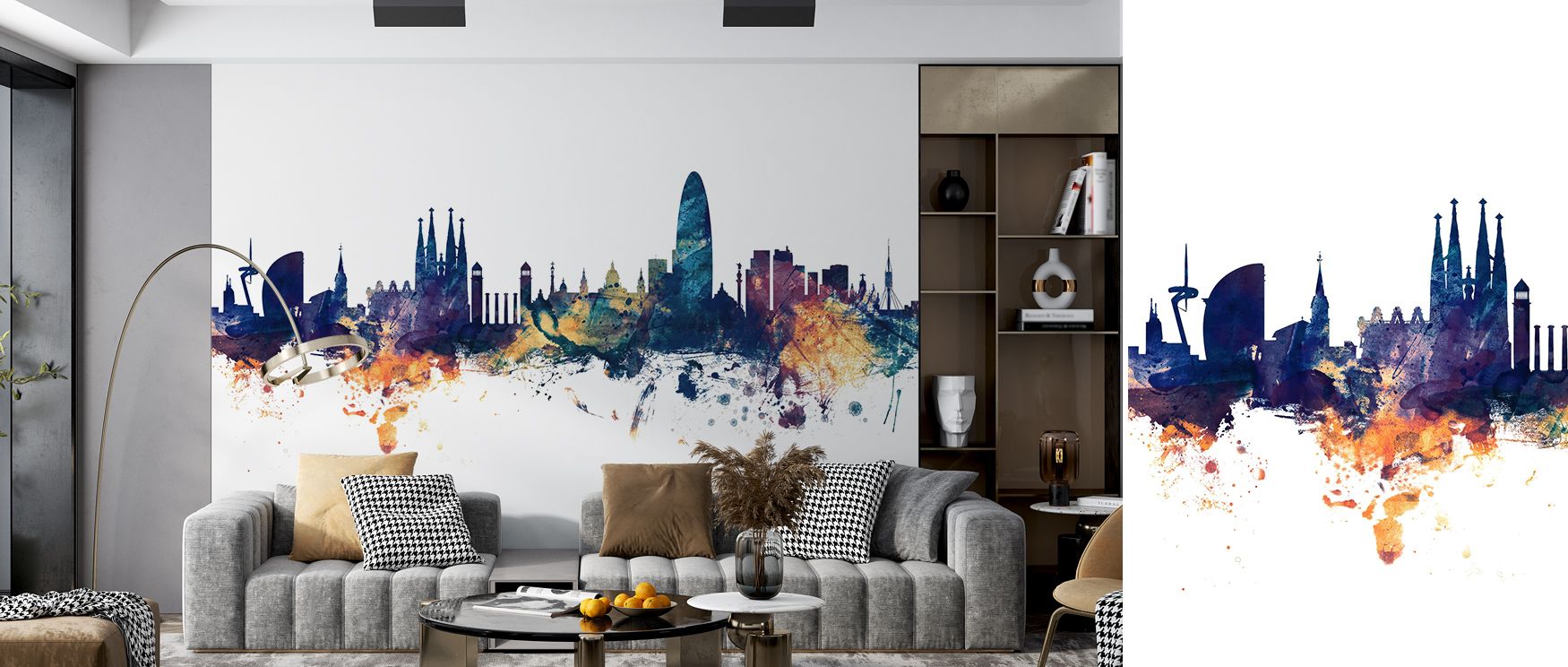 Sophisticated charm glows in the Barcelona Skyline Blue & Bronze Wallpaper, as radiant tones enrich architecture. It enriches living rooms, bedrooms, or offices with cultural pride, balance, and artistry, giving walls strength and timeless resonance. 