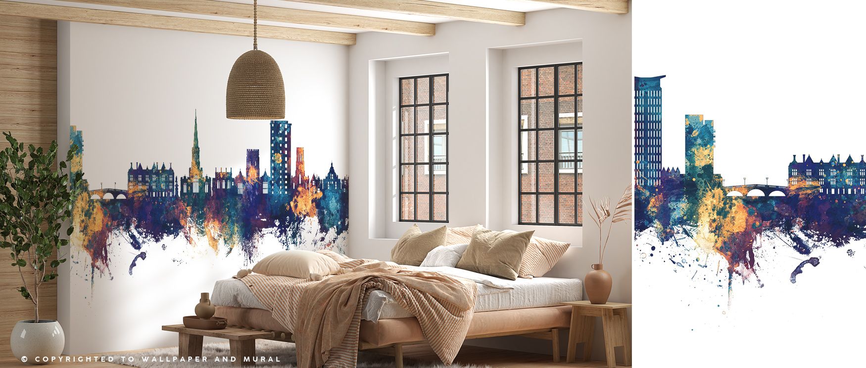 Radiant artistry defines the Bedford England Skyline Blue & Bronze Wallpaper, where luminous tones highlight iconic silhouettes. It enriches living rooms, bedrooms, or offices with balance, refinement, and charm, offering walls sophistication and cultural