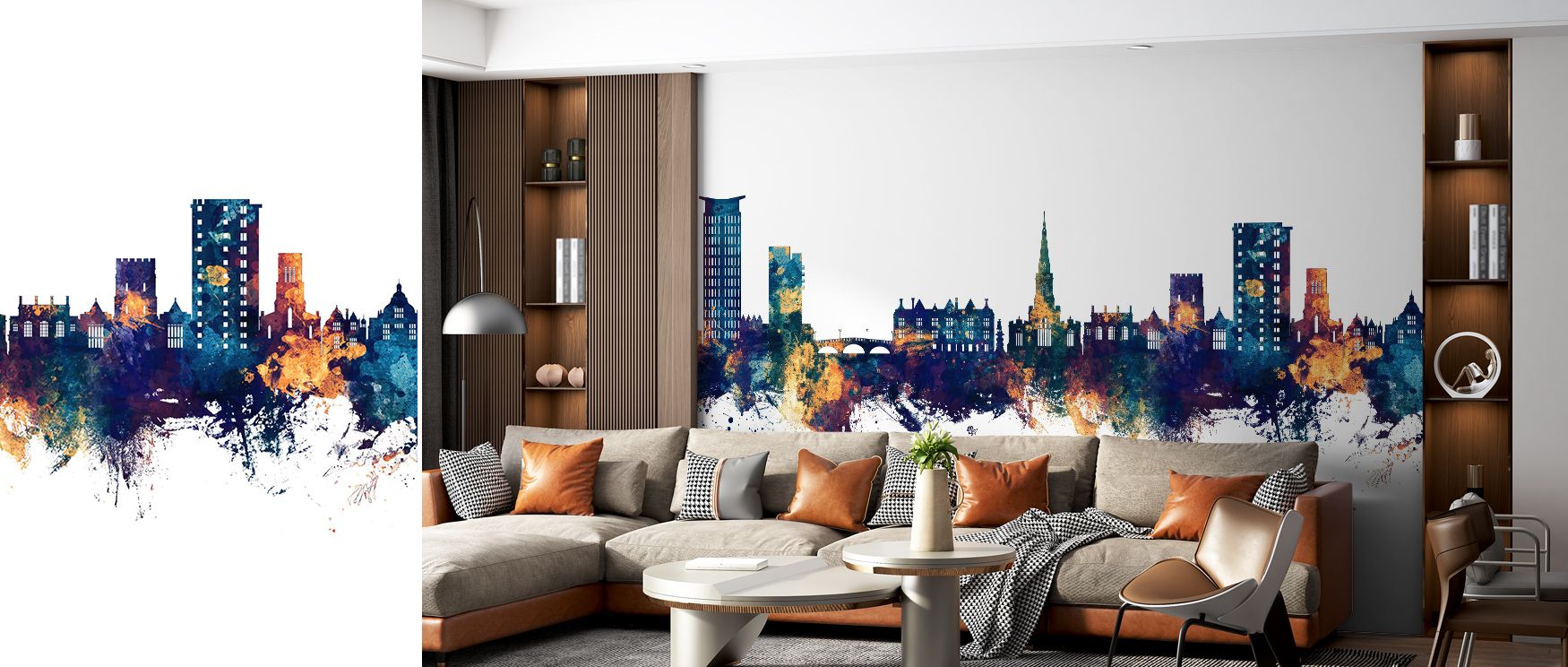 A luminous skyline vision emerges in the Bedford England Skyline Blue & Bronze Wallpaper, offering walls charm and strength. It enriches living rooms, bedrooms, or offices with sophistication and cultural elegance, transforming spaces into showcases of re