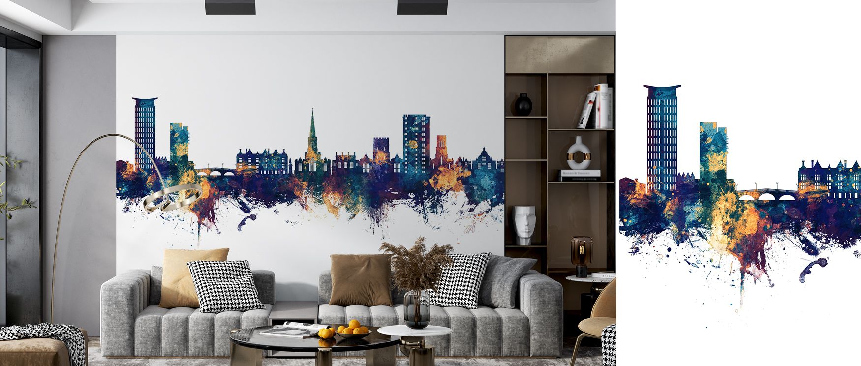 Architectural pride glows in the Bedford England Skyline Blue & Bronze Wallpaper, enriching interiors with refinement and balance. It enhances living rooms, bedrooms, or offices with strength, charm, and artistry, creating walls filled with cultural reson