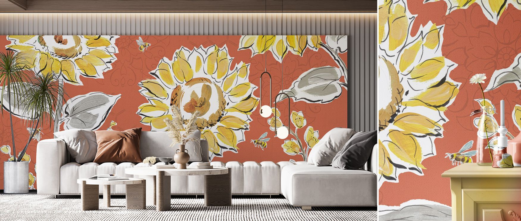 The Bee Happy II Wallpaper radiates playful charm, glowing with whimsical refinement. Its tones enrich nurseries, children’s rooms, or playful interiors with cheer and artistry, turning walls into showcases of balance and lighthearted elegance. 