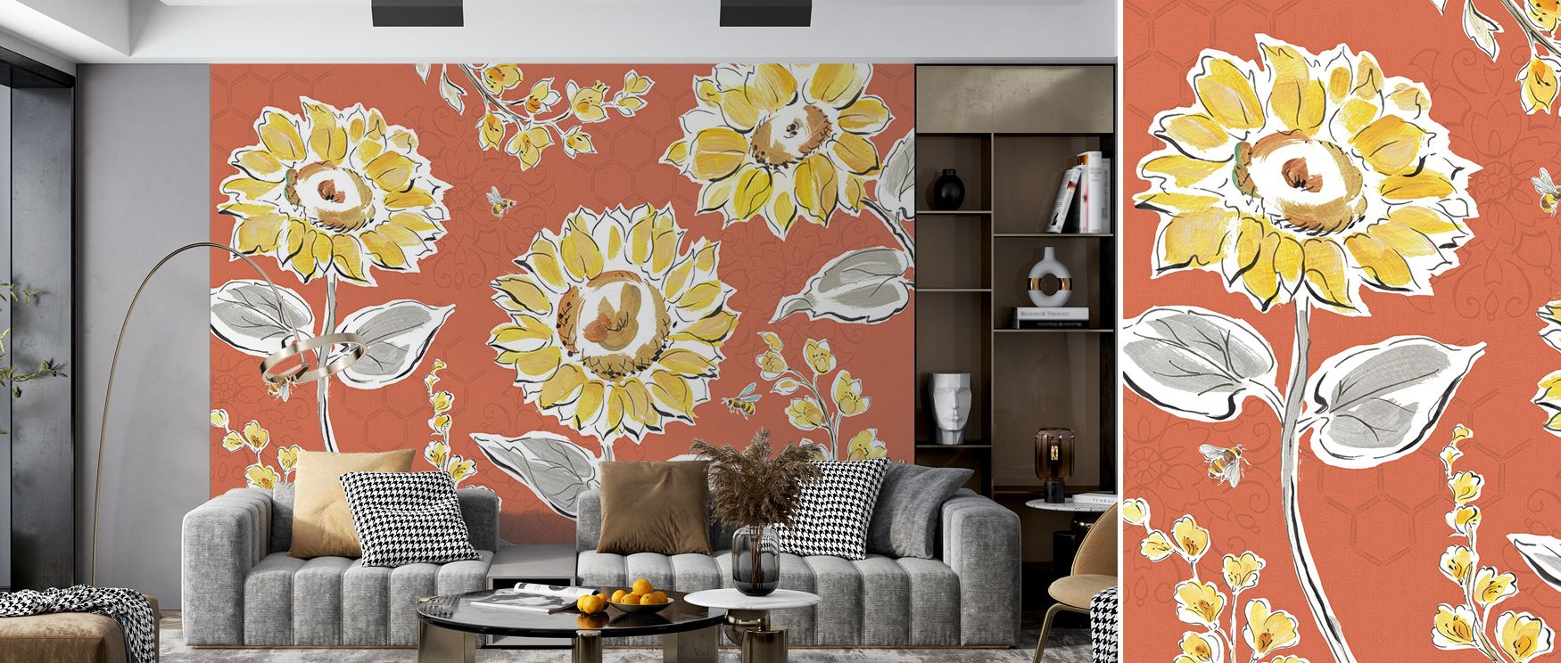 Creative energy flows in the Bee Happy II Wallpaper, glowing with whimsical tones. It enriches nurseries, children’s rooms, or playful interiors with joy, refinement, and balance, transforming walls into imaginative showcases of charm. 