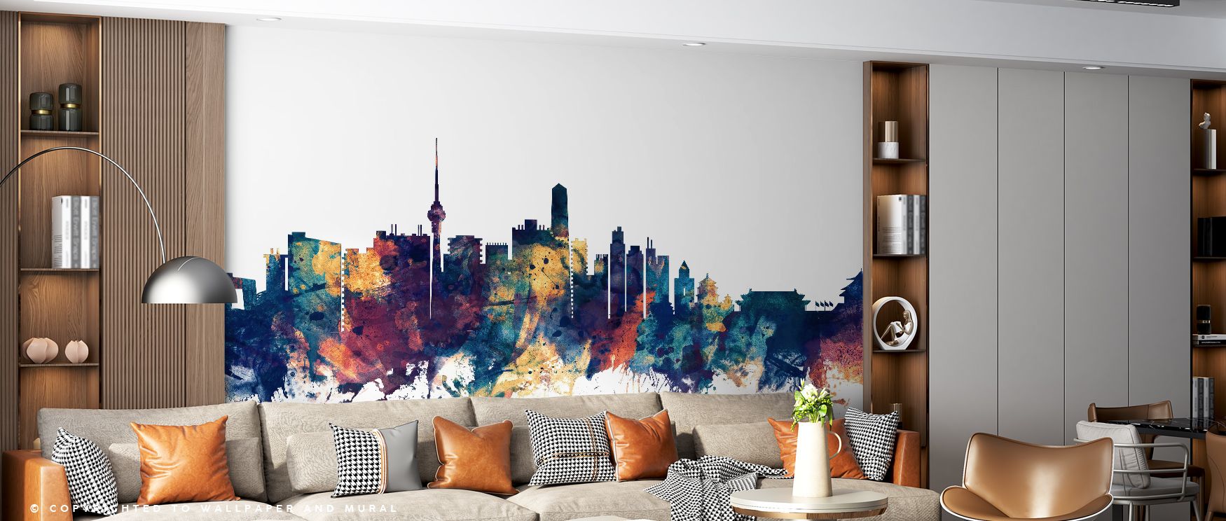 The Beijing Skyline in Blue & Bronze Wallpaper highlights cultural presence through balance of tone and light. Bronze creates warmth, blue delivers serenity, together producing atmosphere that enhances living rooms, bedrooms, or offices with elegance and 