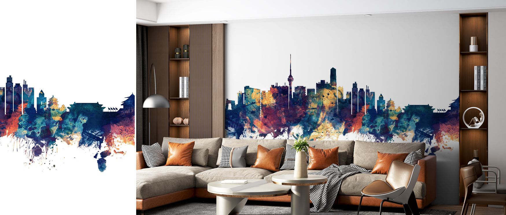 Poised in elegance, the Beijing Skyline in Blue & Bronze Wallpaper transforms walls into reflections of culture. Its tones resonate with heritage, creating presence in living rooms, bedrooms, or offices with graceful artistry. 