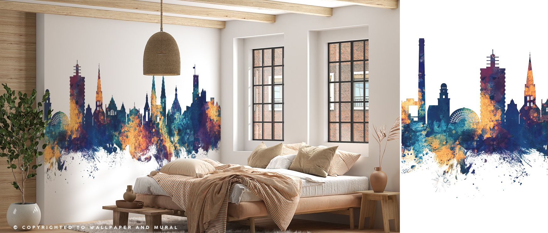 Glow and serenity blend within the Bielefeld Germany Skyline in Blue & Bronze Wallpaper, where the city’s architecture rises in balanced hues. Bronze adds richness, blue lends calm, enriching living rooms, bedrooms, or offices with cultural beauty and ref