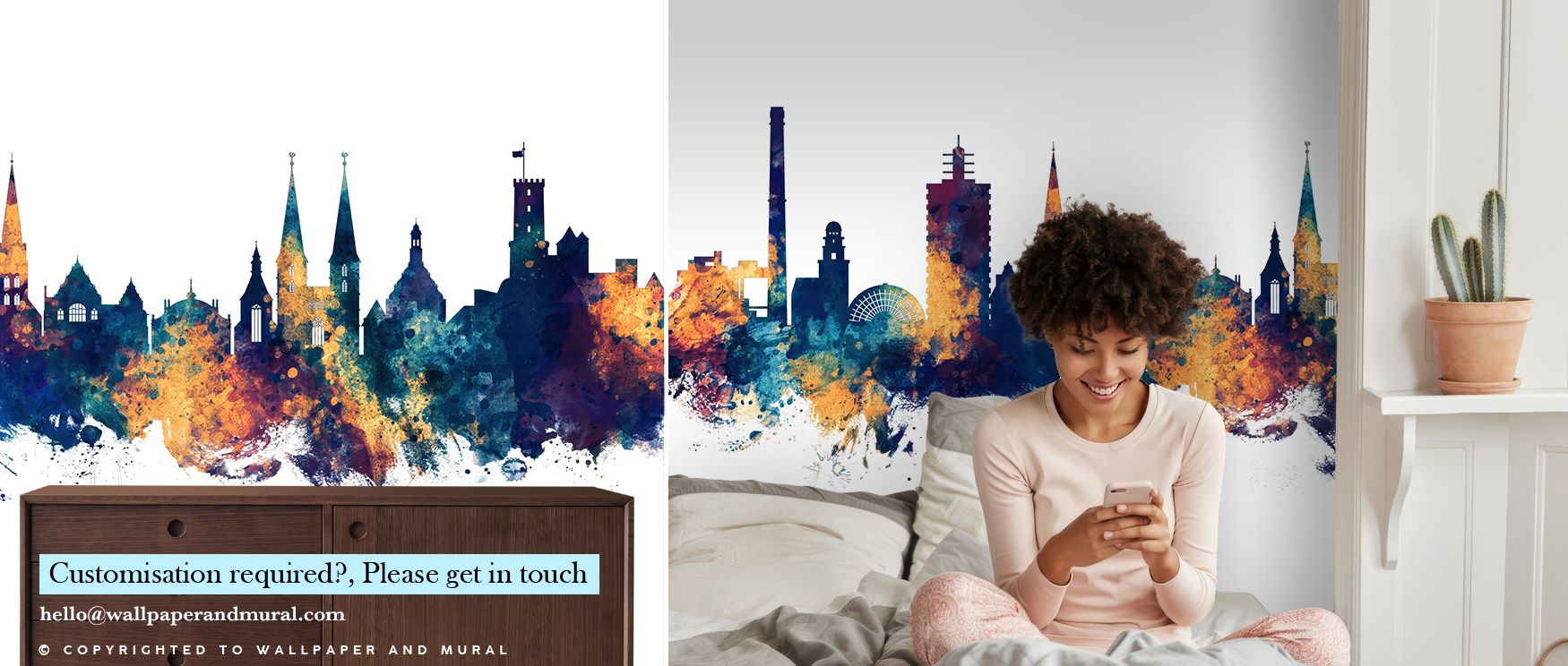 The Bielefeld Germany Skyline in Blue & Bronze Wallpaper conveys heritage through color and form, creating resonance that enhances living rooms, bedrooms, or offices with cultural depth and sophistication. 