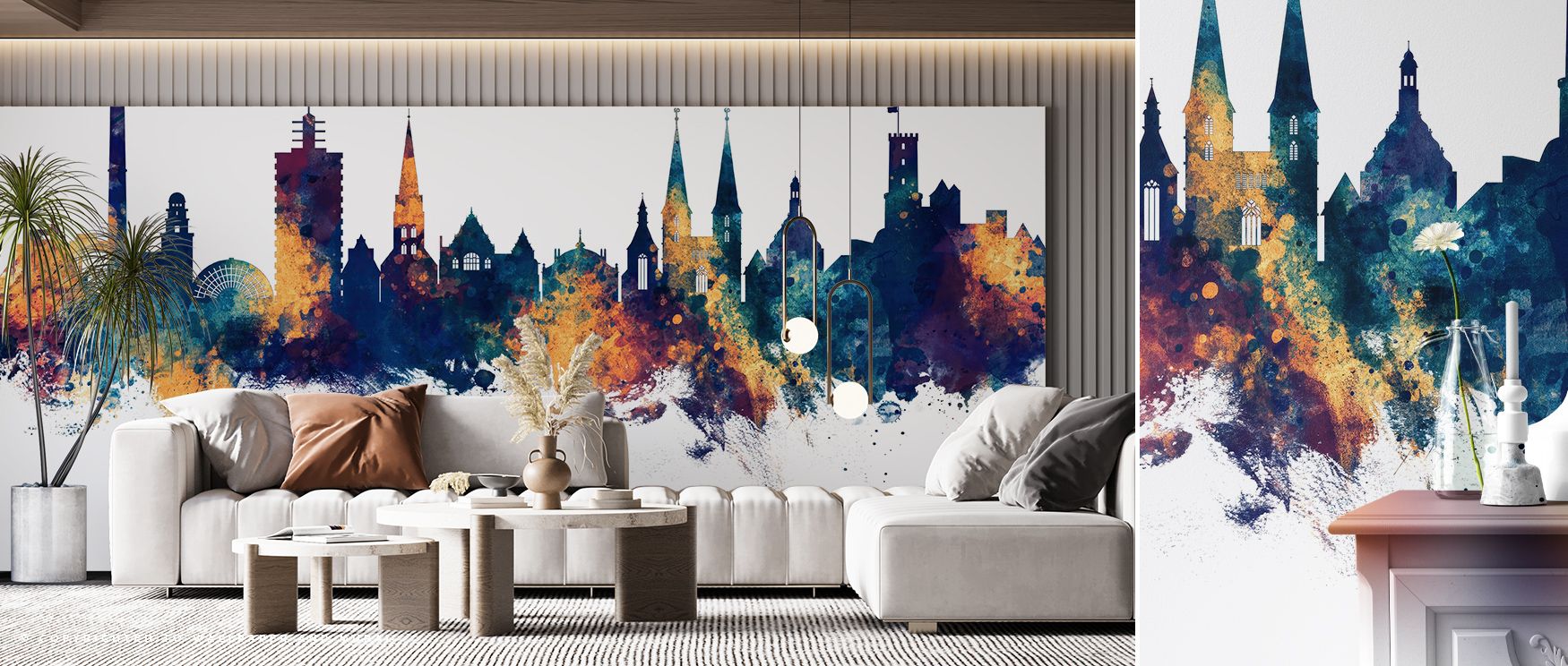 With elegance in detail, the Bielefeld Germany Skyline in Blue & Bronze Wallpaper captures architectural spirit in glowing tones. Its cultural resonance enriches interiors such as living rooms, bedrooms, or offices with refined calm. 