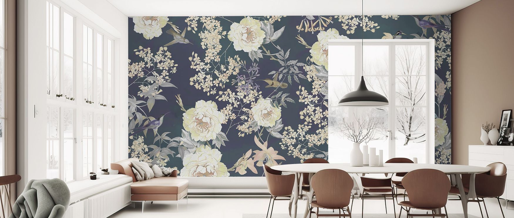 Birds of Eden in Teal & Purple reveals its beauty through tonal harmony and fluid composition. The mingling hues create a rhythm that inspires contemplation, inviting a connection to nature’s splendor within serene living spaces. 