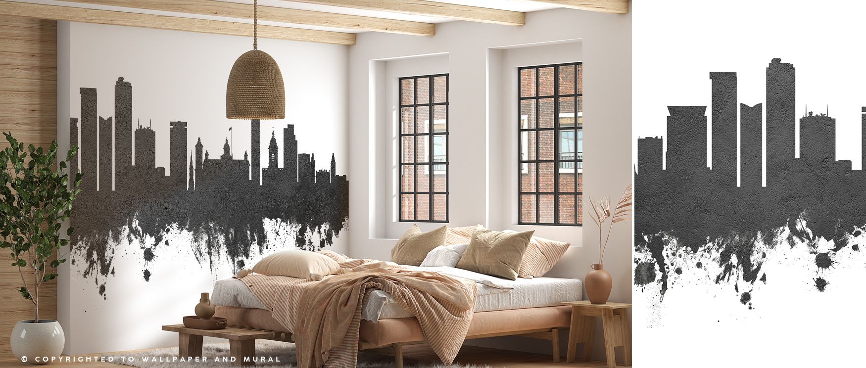 Birmingham England Skyline Black & White Wallpaper reflects historic elegance through striking architectural forms, adding bold yet timeless detail to living room, bedroom, or office walls while enriching interiors with cultural depth and artistic sophist