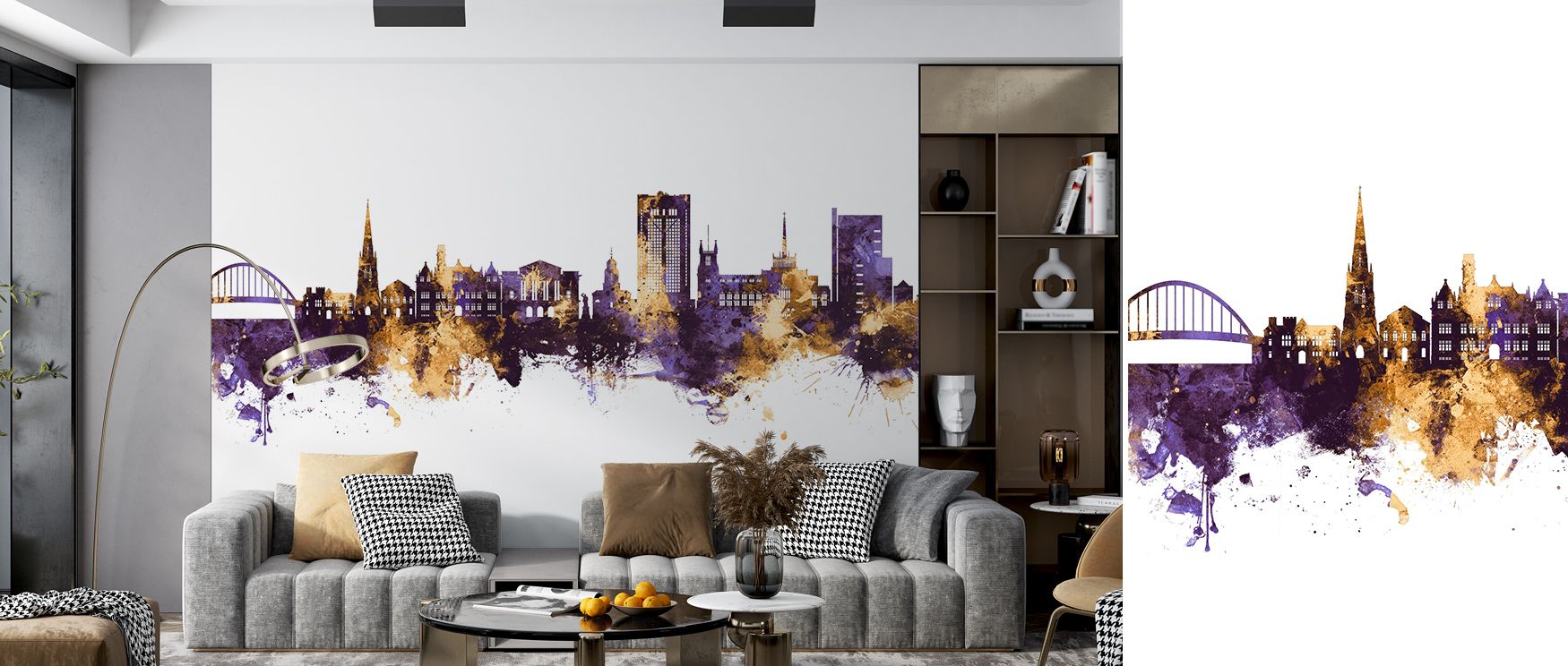 Blackburn England Skyline Purple & Gold Wallpaper embodies refinement where tones enhance architectural rhythm. The design enriches a living room, bedroom, or office with resonance, artistry, and heritage, surrounding interiors with luminous cultural pres