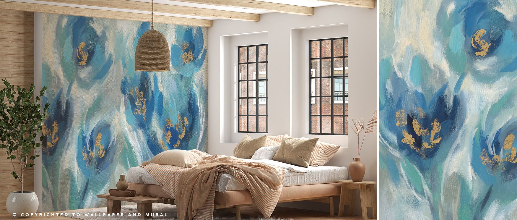 Blue Fairies Wallpaper conveys enchantment where delicate shapes dance in soft tones. This design enriches a nursery, bedroom, or playful living room with resonance, artistry, and timeless charm, surrounding interiors with whimsical elegance. 