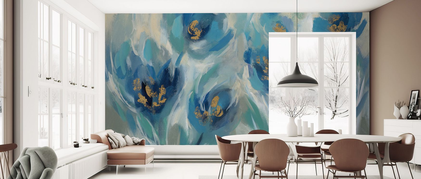Blue Fairies Wallpaper portrays charm where figures float in luminous detail, surrounding interiors with rhythm. The design enriches a nursery, bedroom, or playful living room with resonance, artistry, and refinement, surrounding walls with fantasy. 