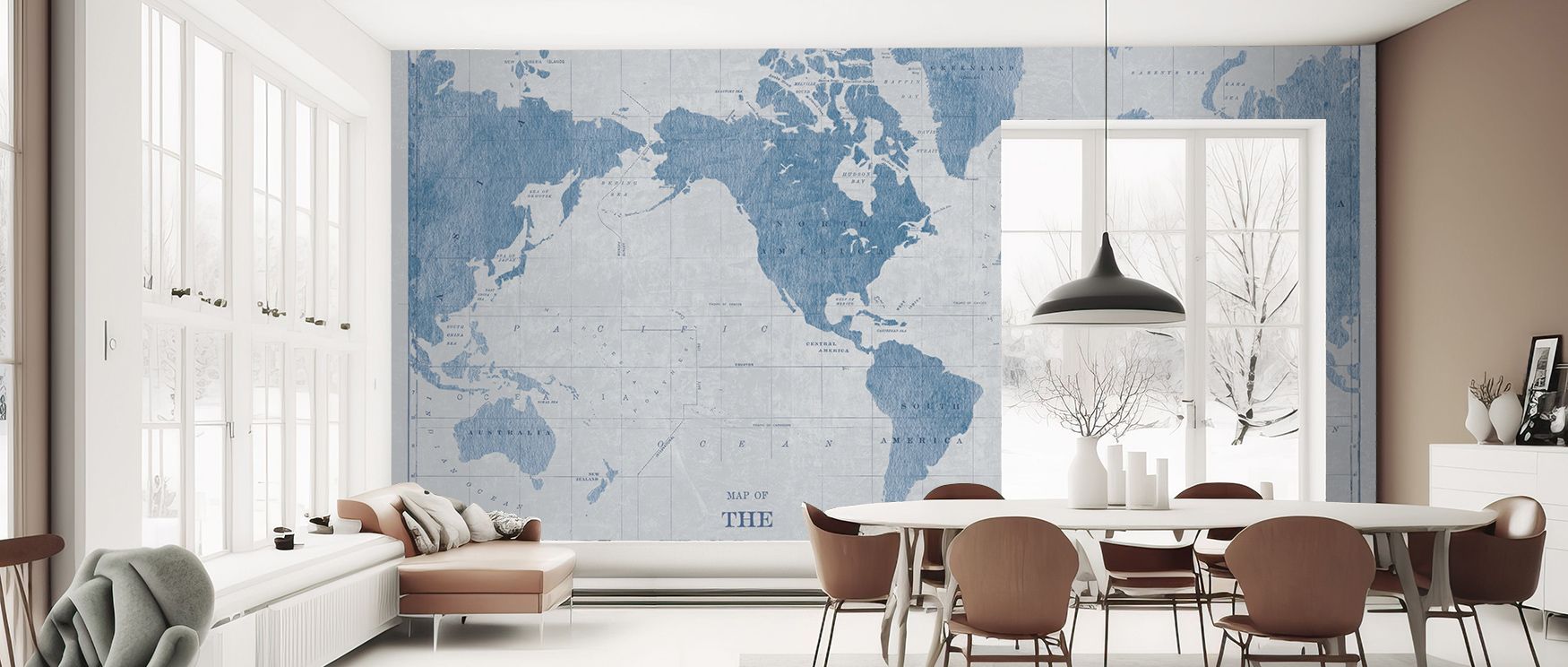 Blueprint World Map Wallpaper portrays detail with precision where tone conveys sophistication. The design enriches a living room, bedroom, or office with resonance, artistry, and refinement, surrounding interiors with elegance. 