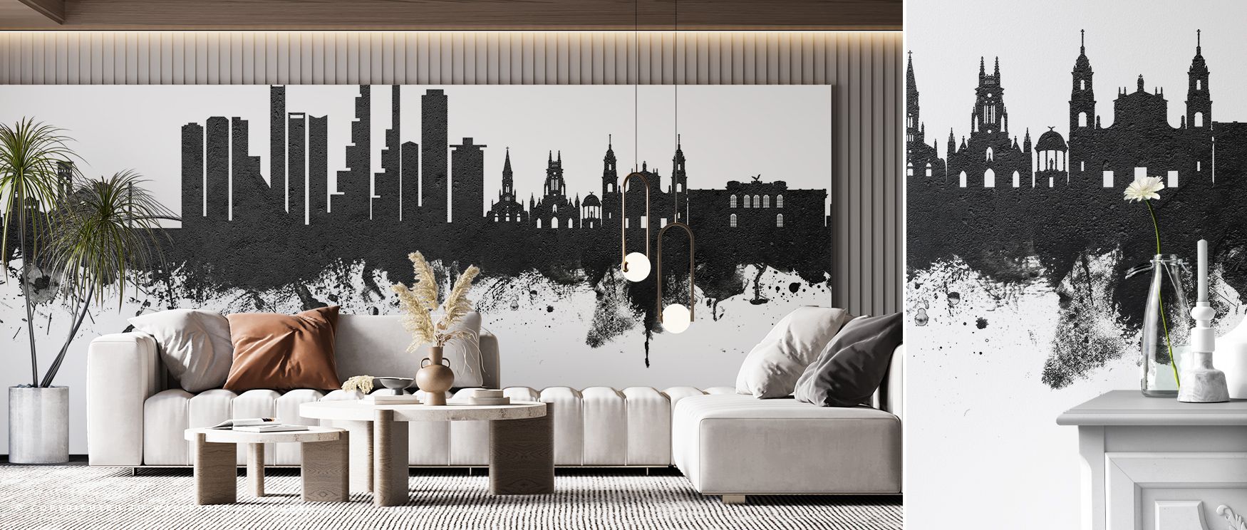 Bogotá Colombia Skyline Black & White Wallpaper embodies elegance where silhouettes glow against monochrome tones. The design enriches a living room, bedroom, or office with resonance, artistry, and refinement, surrounding interiors with timeless sophisti