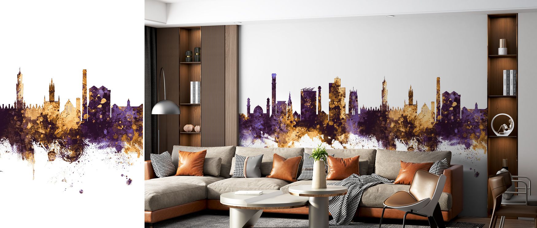 Through vivid tones and detailed silhouettes, Bradford England Skyline Purple & Gold Wallpaper enriches walls with cultural resonance. The design offers sophistication, surrounding a living room, bedroom, or office with balance and artistry. It transforms